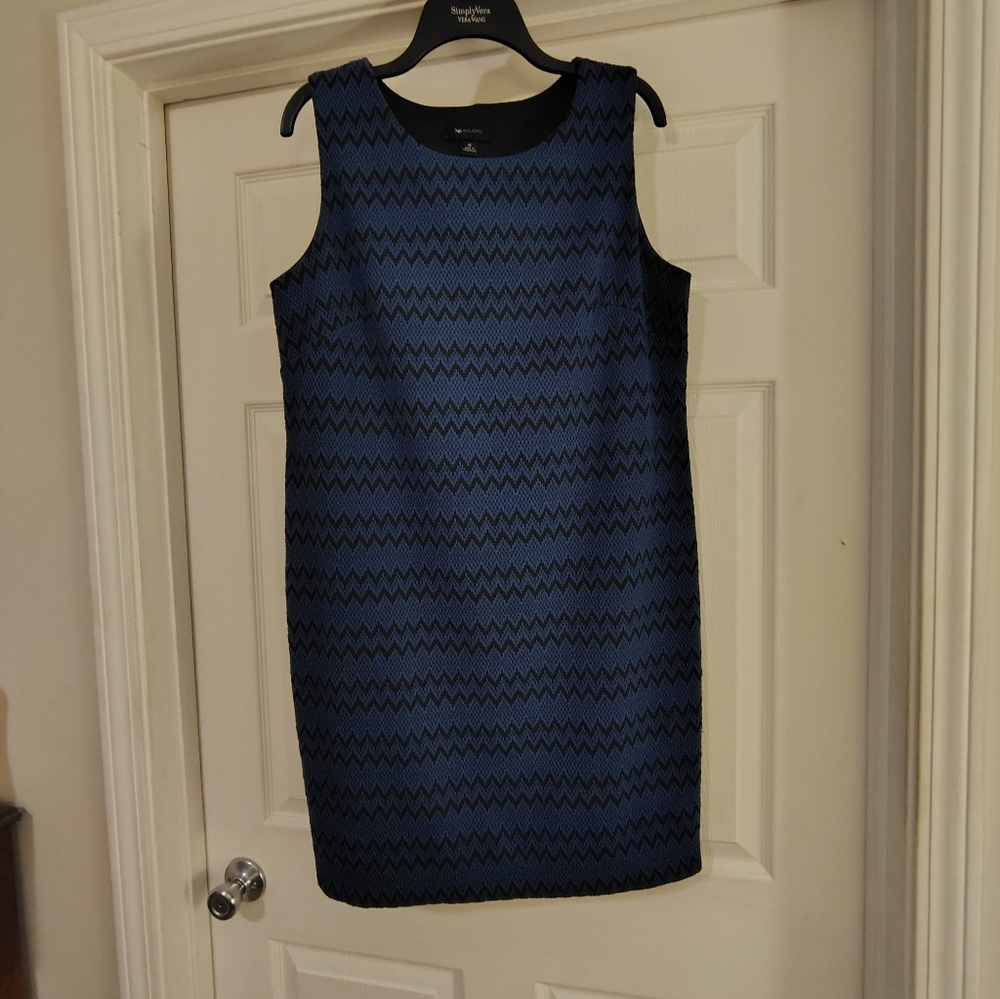 AB Studio Blue and Black Zigzag Mini Dress